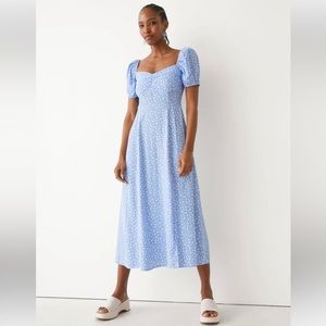 & Other Stories Puff Sleeve Midi Dress in Blue Floral